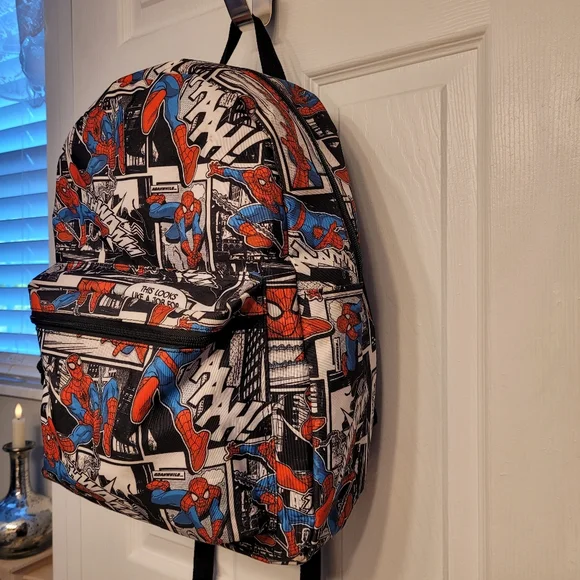Spiderman Marvel Comic Graphic Print Backpack With Padded Adjustable Straps - Picture 3 of 16